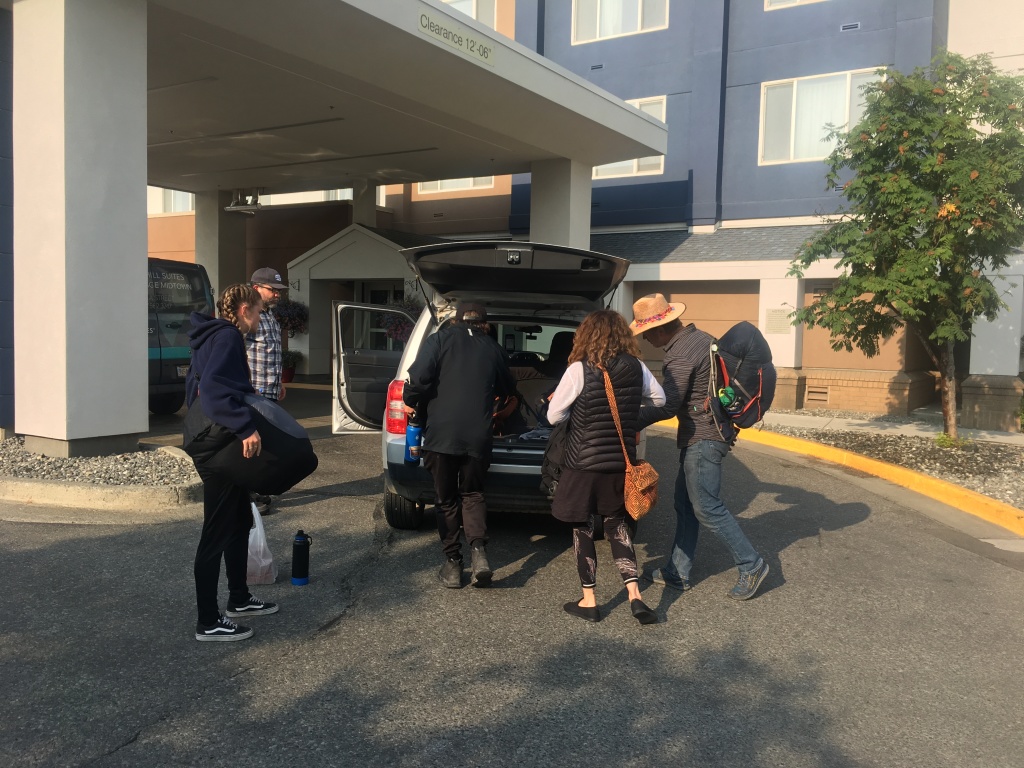 2019-07-12 07-50th-anniversary-cruise-Seward-to-Anchorage-57-Kyla-Vale-Angie-Justin-getting-uber-to-camper.JPG